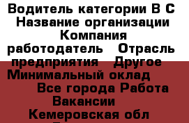 Водитель категории В.С › Название организации ­ Компания-работодатель › Отрасль предприятия ­ Другое › Минимальный оклад ­ 25 000 - Все города Работа » Вакансии   . Кемеровская обл.,Гурьевск г.